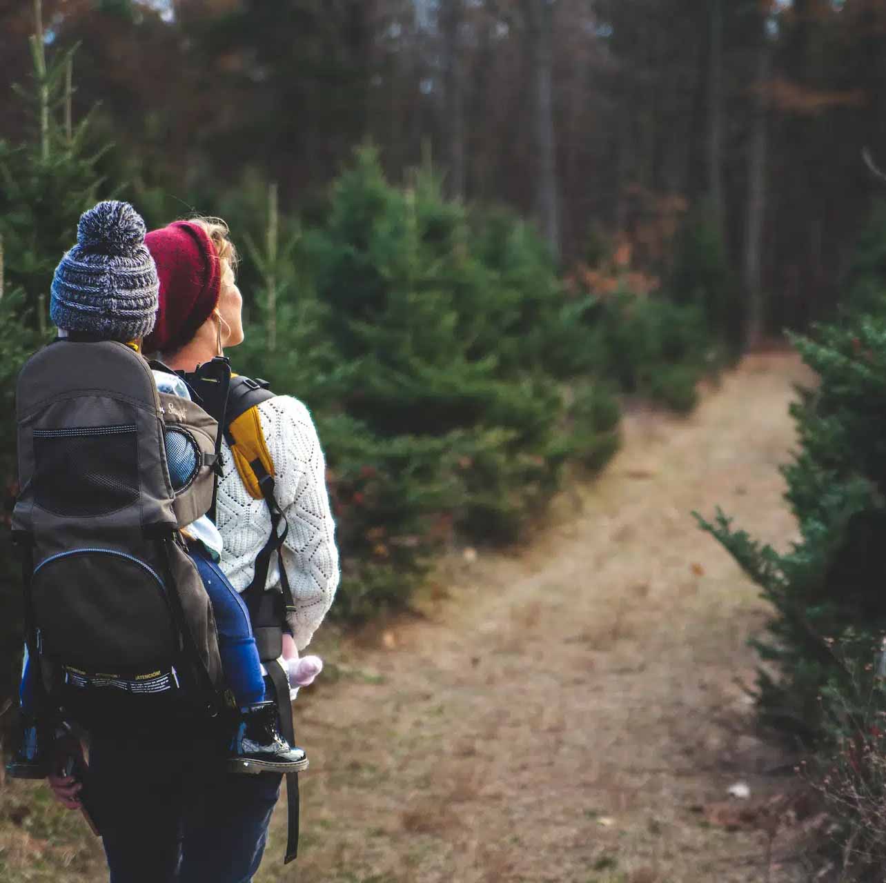 woman and baby hiking